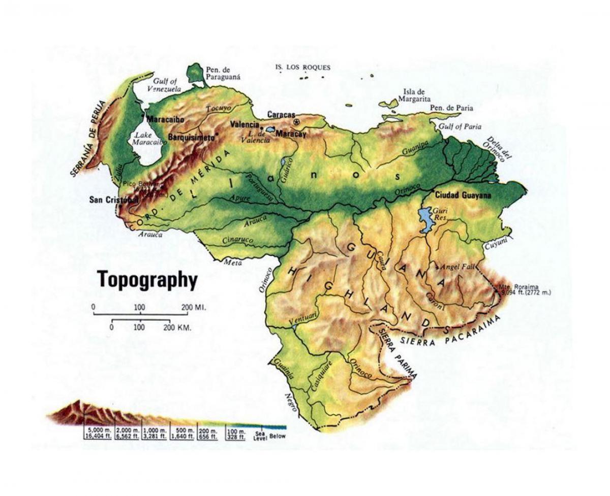 के नक्शे स्थलाकृतिक वेनेजुएला