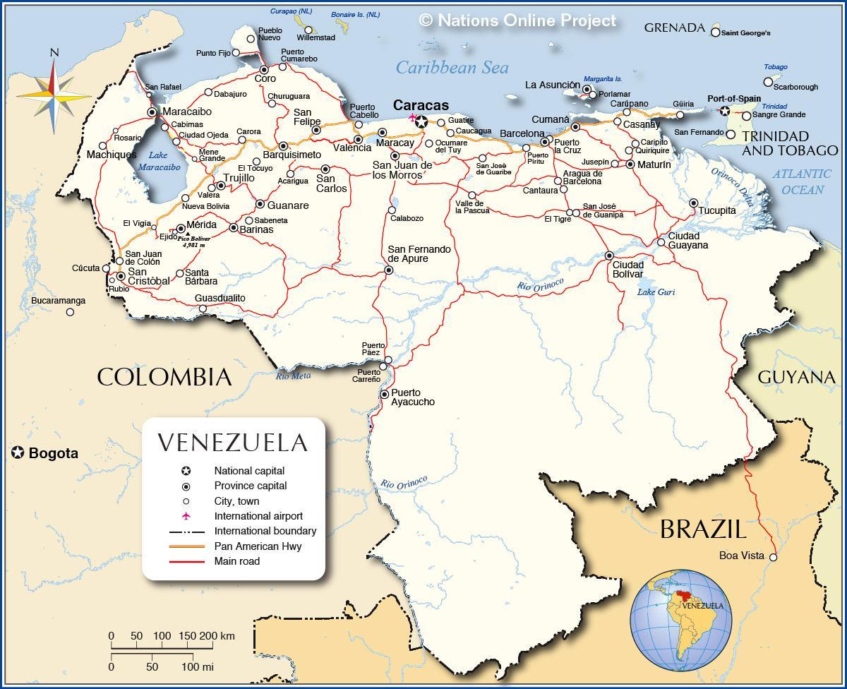के विस्तृत नक्शे वेनेजुएला