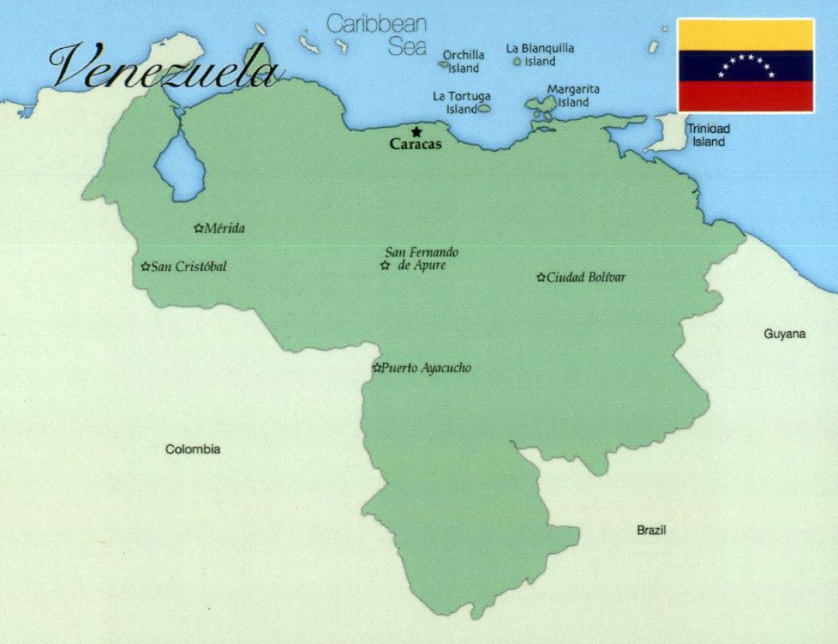 नक्शा वेनेजुएला के शहरों के साथ