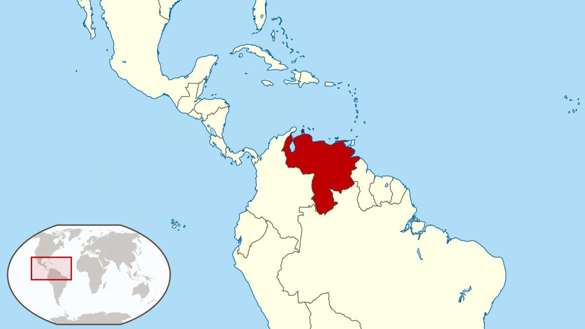 वेनेजुएला के नक्शे पर दक्षिण अमेरिका