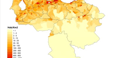 वेनेजुएला जनसंख्या घनत्व नक्शा