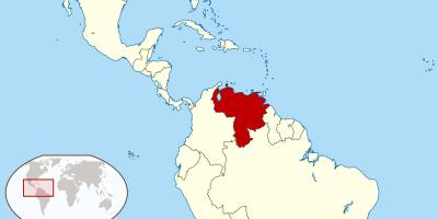 वेनेजुएला के नक्शे पर दक्षिण अमेरिका
